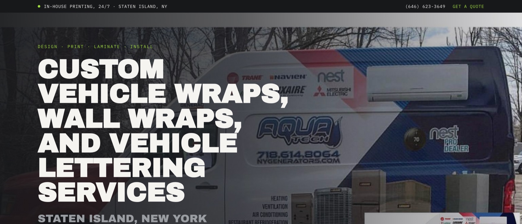 IDA Wraps homepage — vehicle wrap and lettering shop, rebuilt as a static site off WordPress.